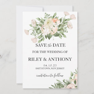 Weiße Blume Pampas Gras Grünpflanzen Sukkulent Save The Date