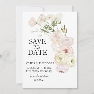 Weiße Blume Pampas Gras Grünpflanzen Sukkulent Save The Date