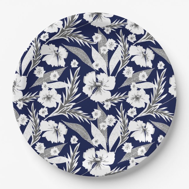 Weiße Blume. Pappteller (Vorderseite)