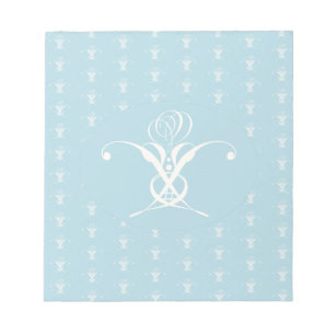 Weiße Blume Pastellblau Ostern Notizblock