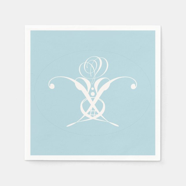 Weiße Blume Pastellblau Ostern Serviette (Vorderseite)