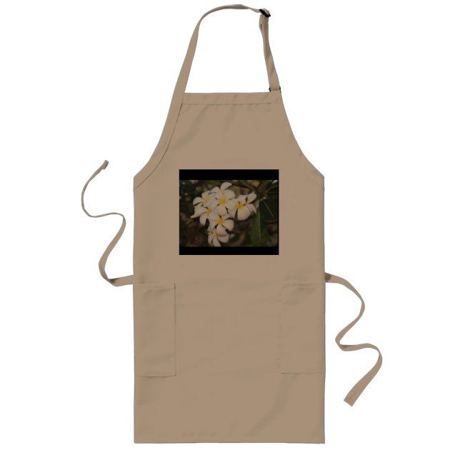 Weiße Blume, Plumeria, auf der Schürze (Vorne)