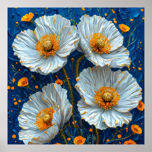 Weiße Blume Poster (Vorne)