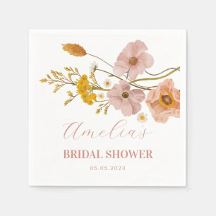 Weiße Blume, rosa Bohemische Blume Napkins Serviette