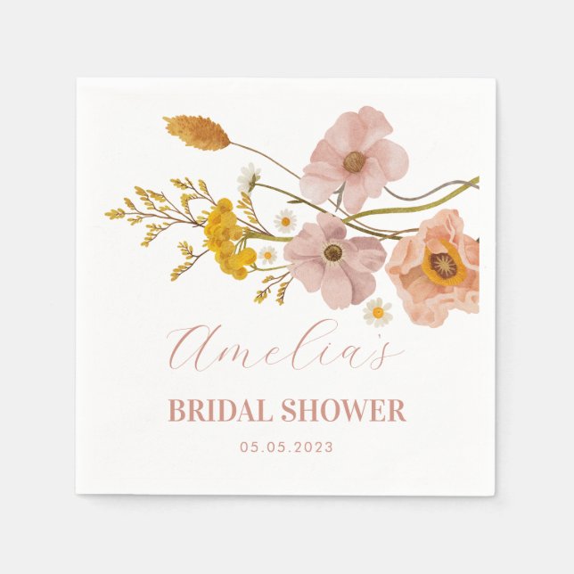 Weiße Blume, rosa Bohemische Blume Napkins Serviette (Vorderseite)