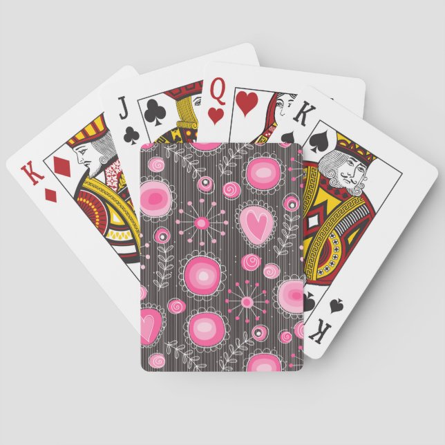 Weiße Blume Rosa Spielkarten (Rückseite)