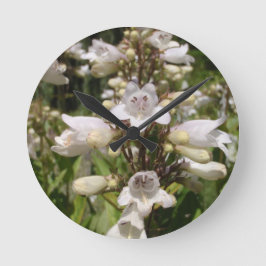 Weiße Blume Runde Wanduhr