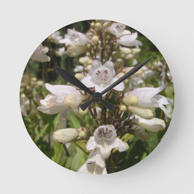Weiße Blume Runde Wanduhr (Vorderseite)
