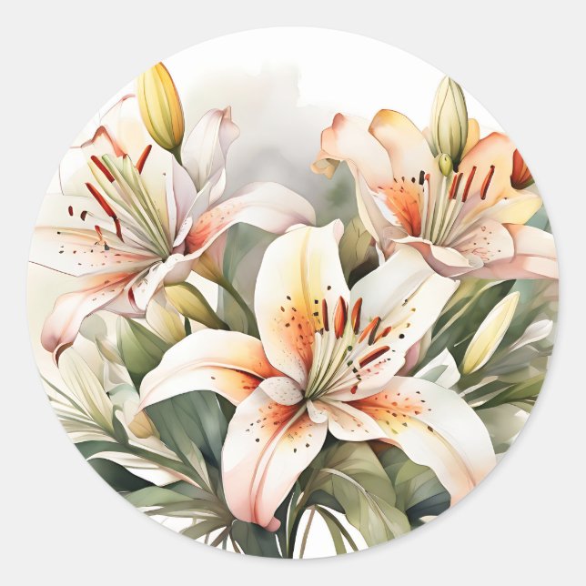 Weiße Blume Runder Aufkleber (Vorderseite)