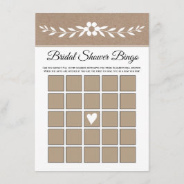 Weiße Blume, rustikales Kraftpapier, Bridal-Bingok Begleitkarte