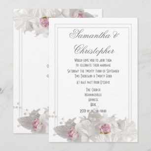 Weiße Blume schlicht minimale Hochzeit Einladung