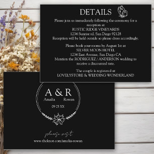 Weiße Blume Schwarz-Weiß-Hochzeiten Details Begleitkarte