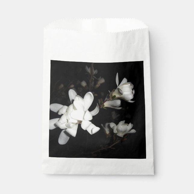 Weiße Blume Schwarzer Hintergrund Jasmine Blume Mo Geschenktütchen (Vorderseite)