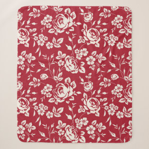 Weiße Blume Silhouette auf rotem Hintergrund. Sea Sherpadecke
