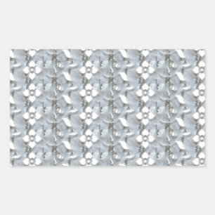 Weiße Blume Silver String Art NVN171 NavinJOSHI Rechteckiger Aufkleber