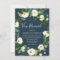 Weiße Blume Türkis Vow Renewal Einladung