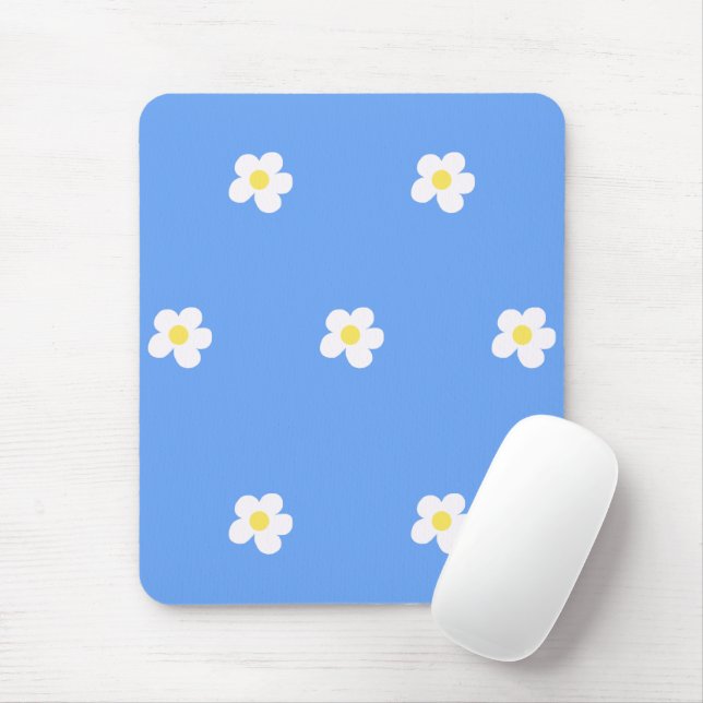 Weiße Blume über Lilac-Hintergrund Mousepad (Mit Mouse)
