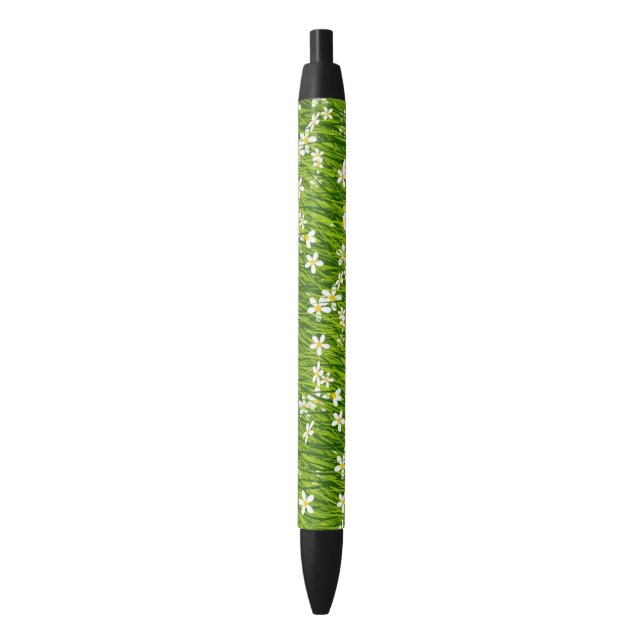 Weiße Blume und Blätter zur Pflanze Kugelschreiber (Vorderseite Vertikal)