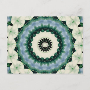 Weiße Blume und Cerulean Blue Mandala Postkarte