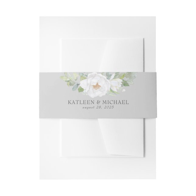 Weiße Blume und eine Hochzeit im Grünen Einladungsbanderole (Vorderseite Beispiel)