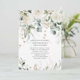 Weiße Blume und Eukalyptus-Einladung zum Hochzeits Einladung