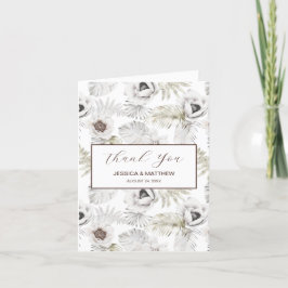 Weiße Blume und Federn Dankeskarte