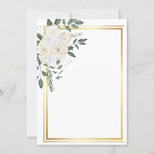 Weiße Blume und goldener Rahmen Einladung