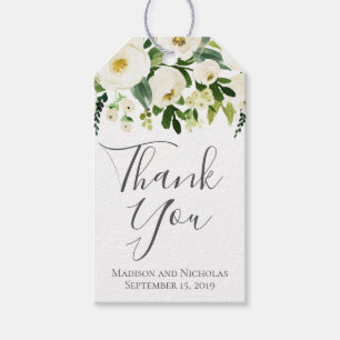 Weiße Blume und Grün-Gastgeschenk Hochzeit-Geschen Geschenkanhänger