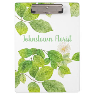 Weiße Blume und Grüne Blätter Garten Klemmbrett