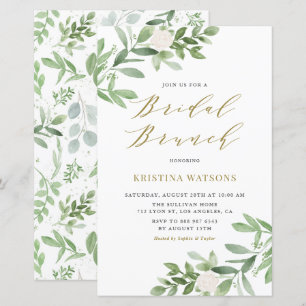 Weiße Blume und Grüne Bridal Brunch Einladung
