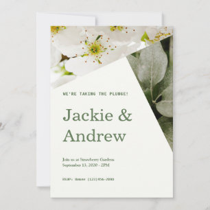 Weiße Blume und Grüne Einladung zur Hochzeit