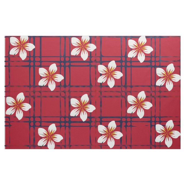 Weiße Blume von Rot und Blau Kariert Stoff (Yard (91,4 cm))