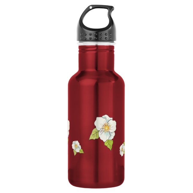 Weiße Blume Wasser Flasche Edelstahlflasche (Vorderseite)