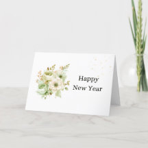 Weiße Blume Wasserfarbe Elegante Neujahrskarte