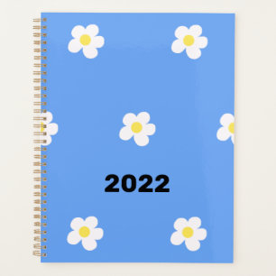 Weiße Blume zum blauen Hintergrund 2022 Planer