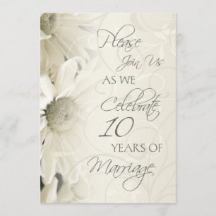 Weiße Blumen 10. Hochzeitstag Einladungen
