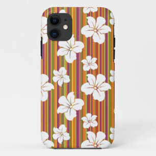 Weiße Blumen auf einem gestreiften Hintergrund Case-Mate iPhone Hülle