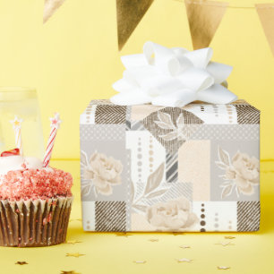 Weiße Blumen auf Weiß Geschenkpapier