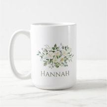 Weiße Blumen Brautjungfer Geschenktasse mit indivi