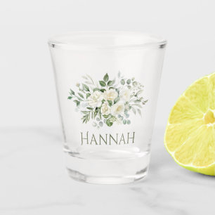 Weiße Blumen Brautjungfer Geschenktasse Schnapsglas