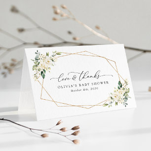 Weiße Blumen, cremefarbene Blumen, Boho, Babyparty Dankeskarte