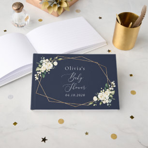 Weiße Blumen, cremefarbene Blumen, Boho, Babyparty Gästebuch