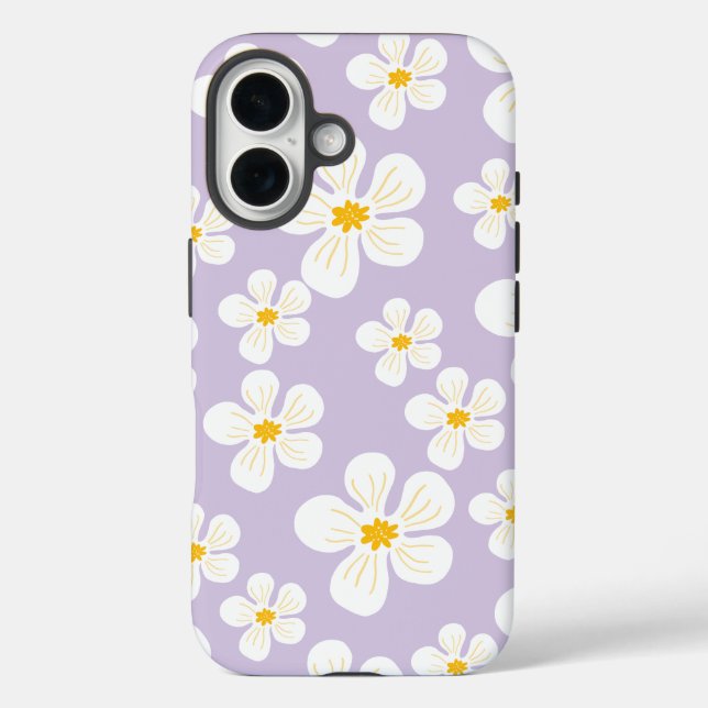 Weiße Blumen Design Otterbox iPhone 16 Hülle (Rückseite)