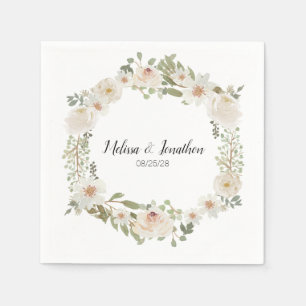Weiße Blumen Elegante Romantische Hochzeitsserviet Serviette