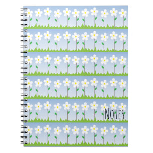 Weiße Blumen-gewundenes Notizbuch Notizblock