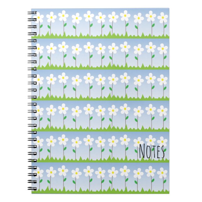 Weiße Blumen-gewundenes Notizbuch Notizblock (Vorderseite)