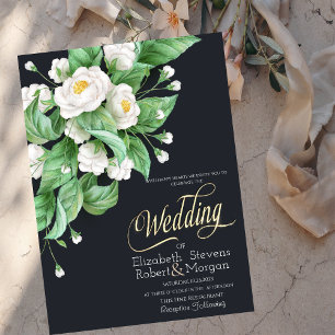 Weiße Blumen Hochzeit Einladung