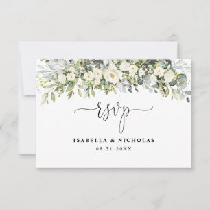 Weiße Blumen-Hochzeits-RSVP-Karte RSVP Karte