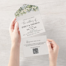 Weiße Blumen-Hochzeitseinladung in einem