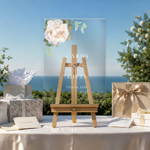Weiße Blumen Hochzeitskarten Geschenke Acrylschild